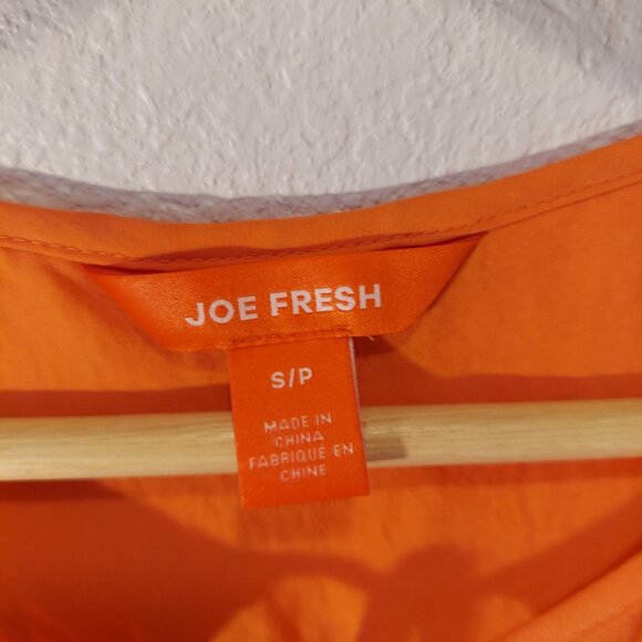 Joe Fresh Bright Orange Sleeveless Boho Peplum Blouse with Tassel Tie Size S - Picture 7 of 8